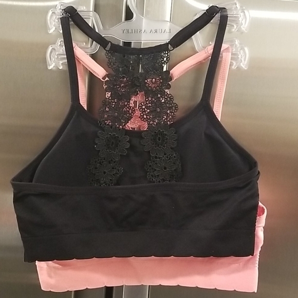 💕LAURA ASHLEY💕 Lace Back Bralettes (2 Pack) Pink & Black Small S NWT - Picture 2 of 12